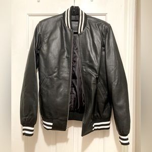 Black striped bomber jacket - very trendy and warm!!